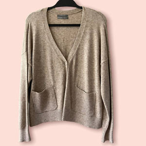 Anthropologie Cardigan, Beige, Tan, V-neck, XL
